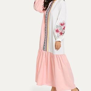 NWOT floral and geo embroidered dress